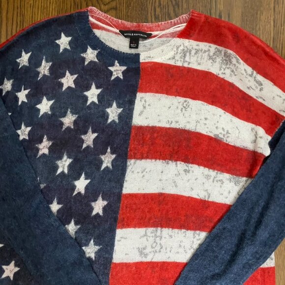 Rock & Republic patriotic flag sweater lightweight sweater long sleeve SM - Picture 5 of 6
